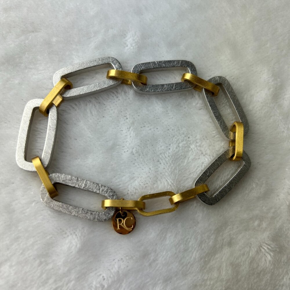 Rc Rustic Cuff Bracelet Rectangular Bar Link Sign… - image 1